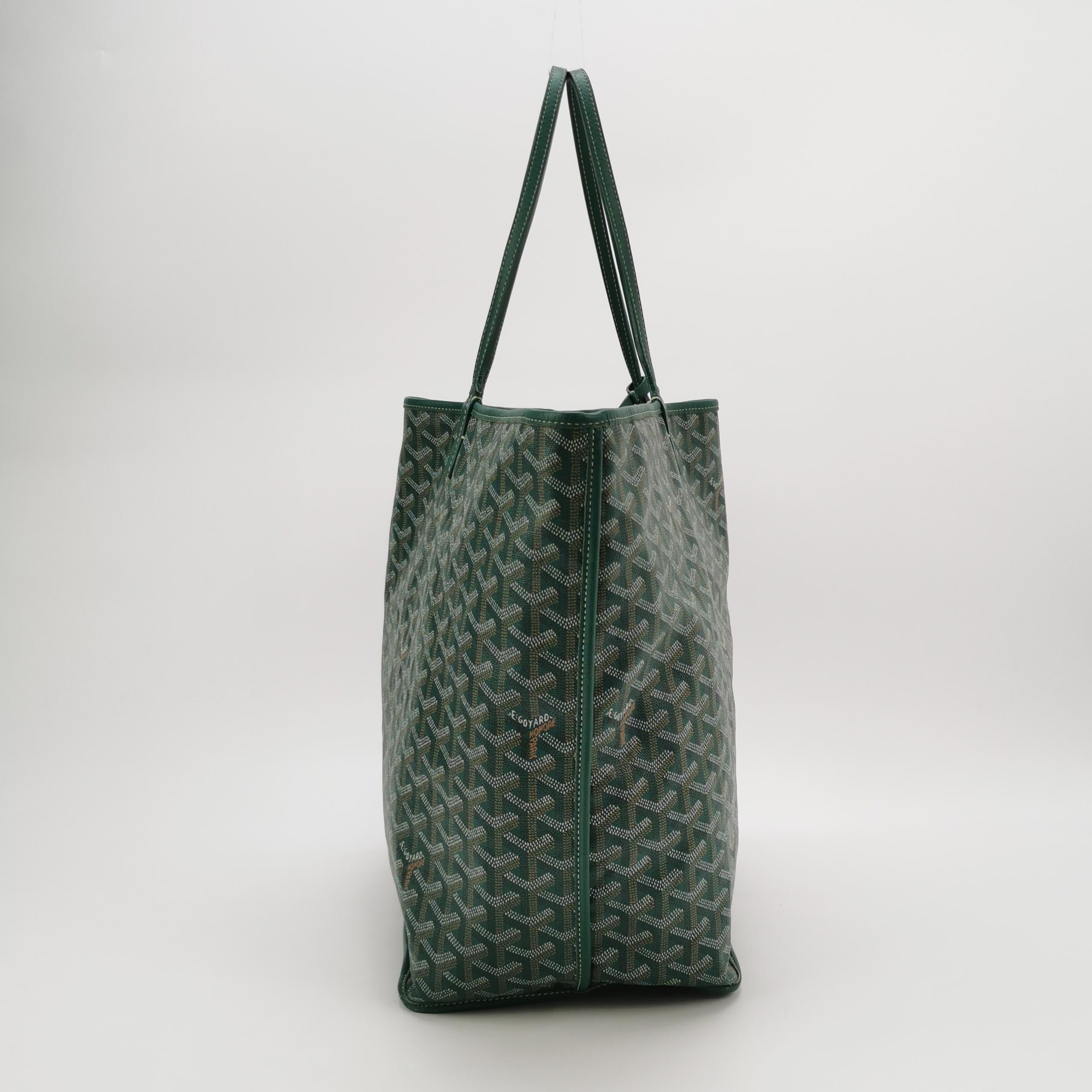 Black Goyard Anjou Tote GM Large Green Reversible Leather Lining 2018 For Sale