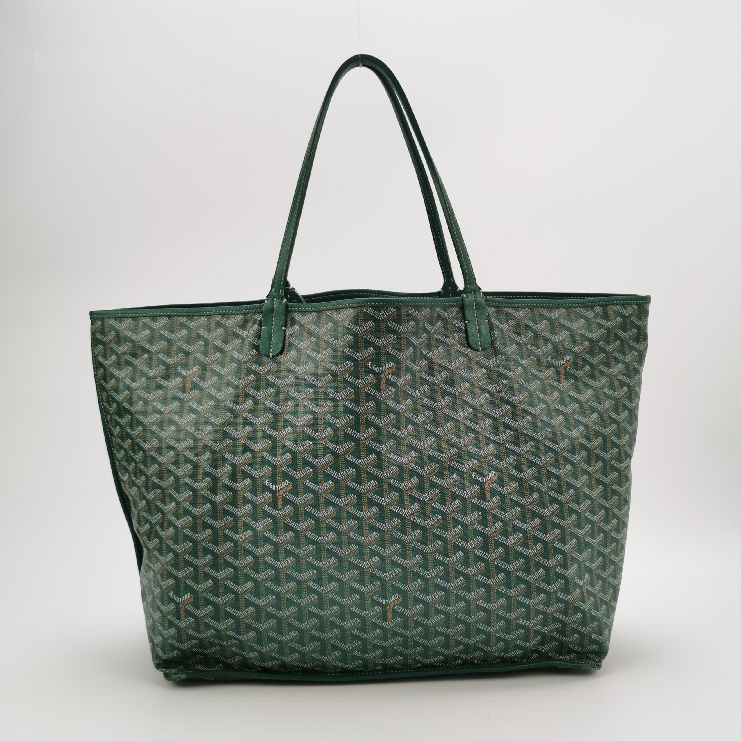 Goyard Anjou Tote GM Large Green Reversible Leather Lining 2018 In Good Condition For Sale In AUBERVILLIERS, FR