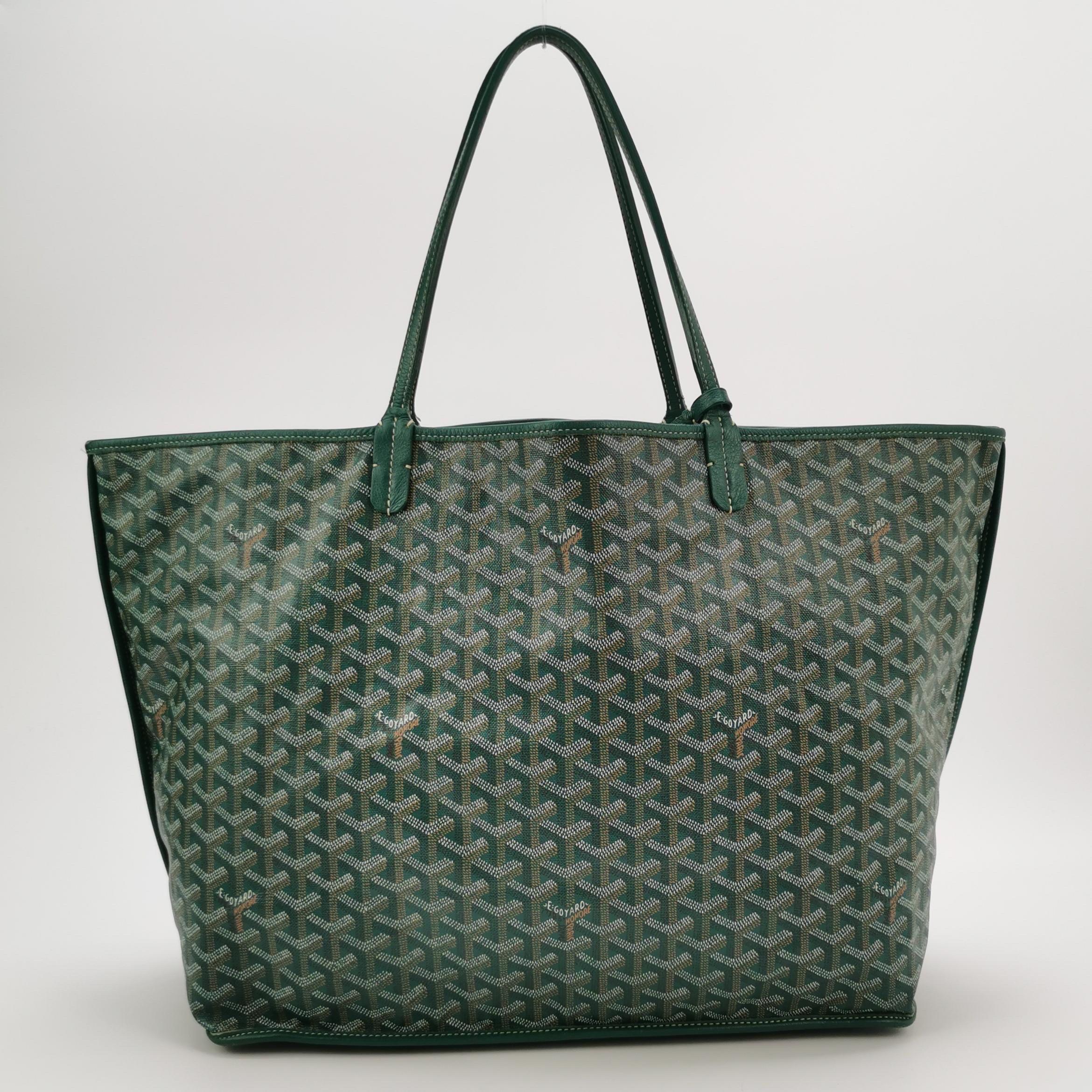 Women's Goyard Anjou Tote GM Large Green Reversible Leather Lining 2018 For Sale