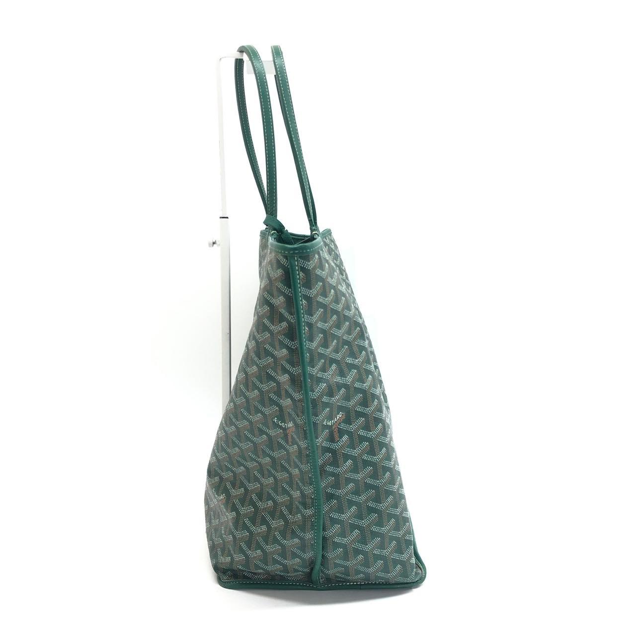 Goyard Anjou Tote GM Large Green Reversible Leather Lining 2018 Pour femmes en vente