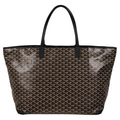 Goyard Artois Tote Bag GM Black Leather Coated Canvas Travel Carry On Logo Tan