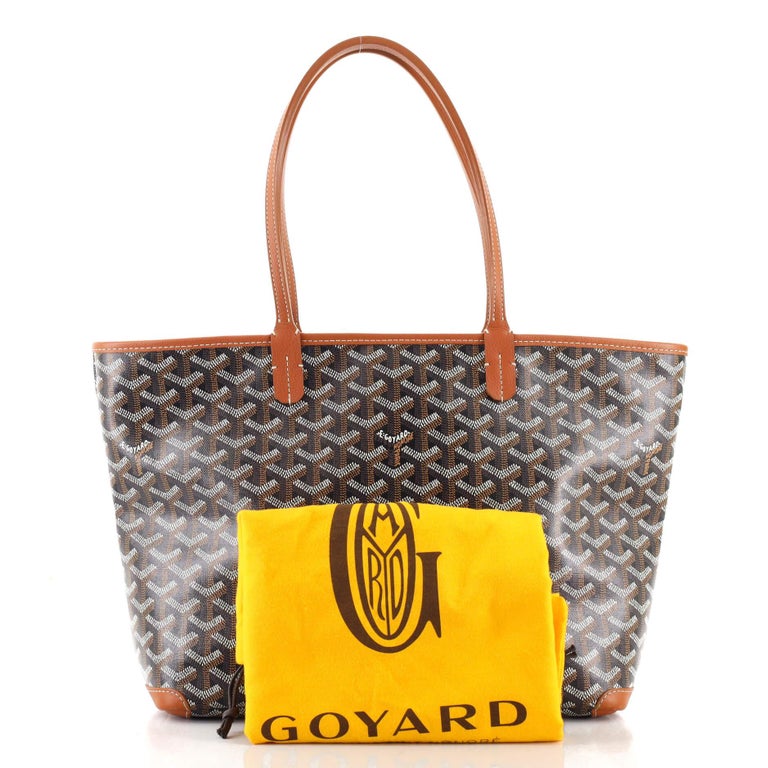 Goyard Monogram Black Cognac Leather Men's Women's Carryall Crossbody Bag  For Sale at 1stDibs