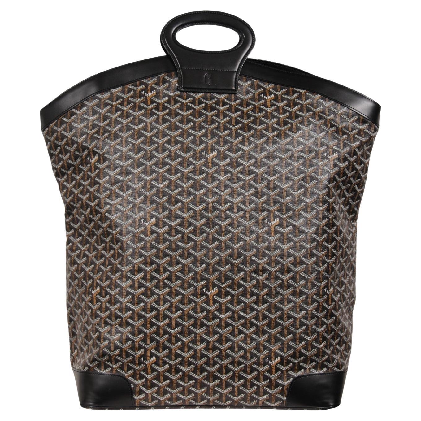 Goyard Beluga GM Top Handle XXL Tote Bag Black Leather Carry Travel On Vtg 2000 For Sale