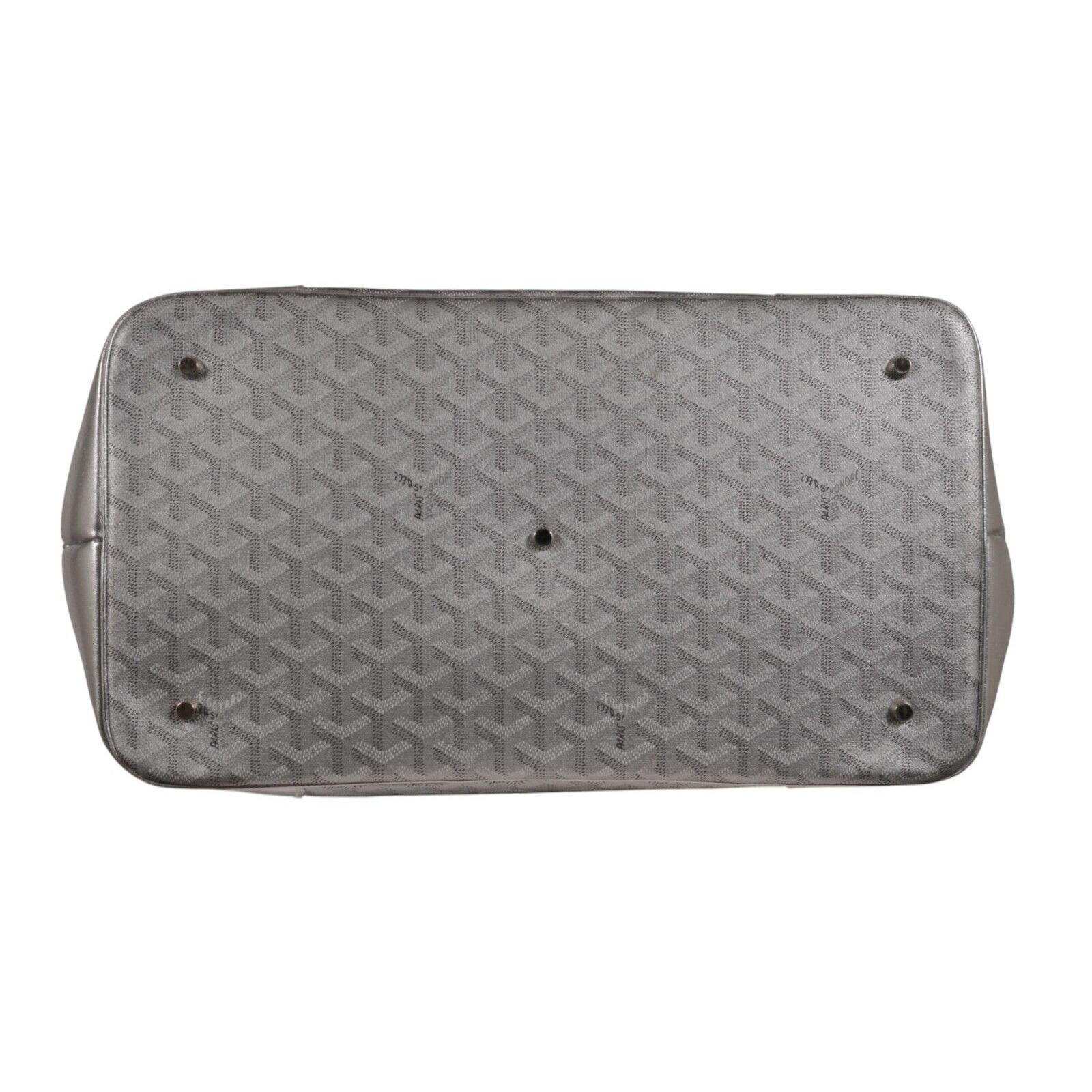 Goyard Beluga MM Tote Bag Silver Goyardine Leather Carry On Duffle Weekend Raare en vente 5