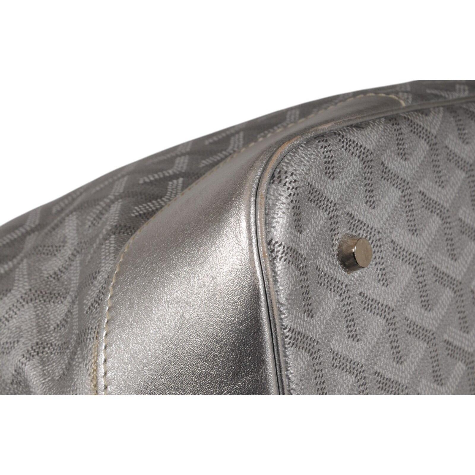 Goyard Beluga MM Tote Bag Silver Goyardine Leather Carry On Duffle Weekend Raare en vente 6
