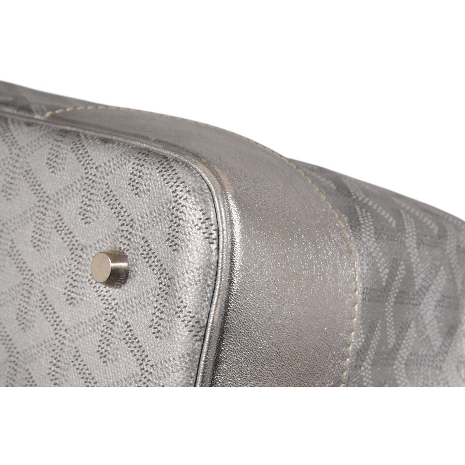 Goyard Beluga MM Tote Bag Silver Goyardine Leather Carry On Duffle Weekend Raare en vente 7