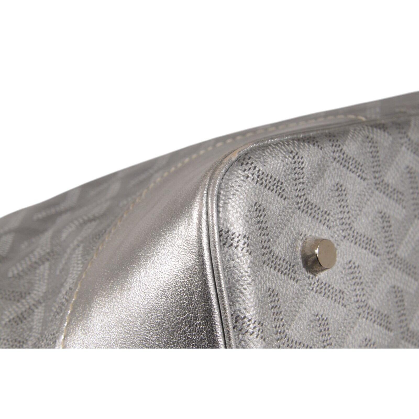 Goyard Beluga MM Tote Bag Silver Goyardine Leather Carry On Duffle Weekend Raare en vente 8