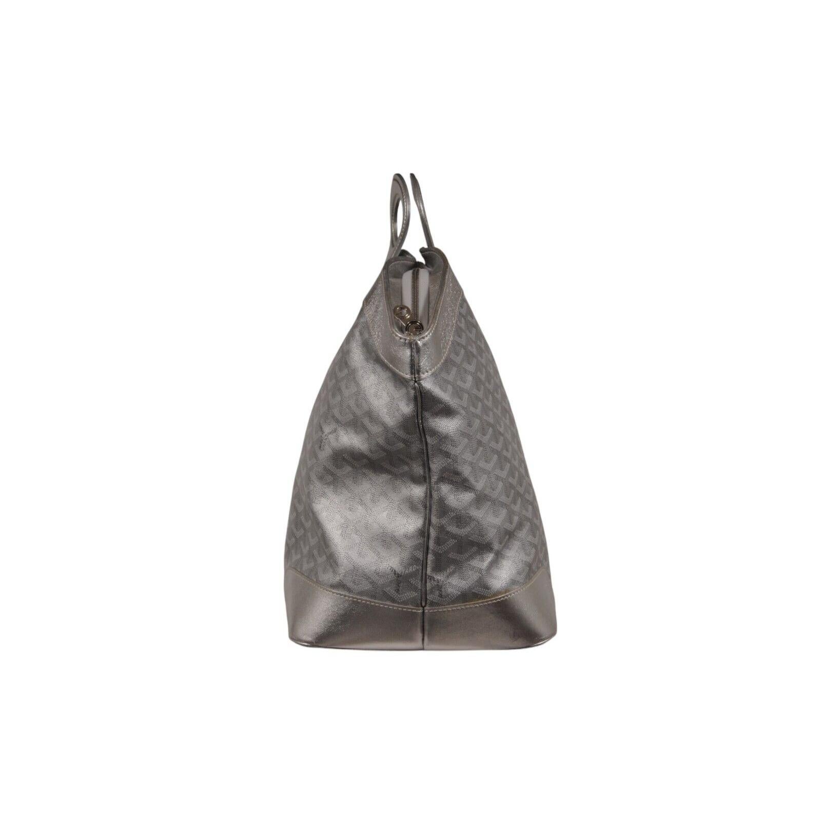 Argent Goyard Beluga MM Tote Bag Silver Goyardine Leather Carry On Duffle Weekend Raare en vente