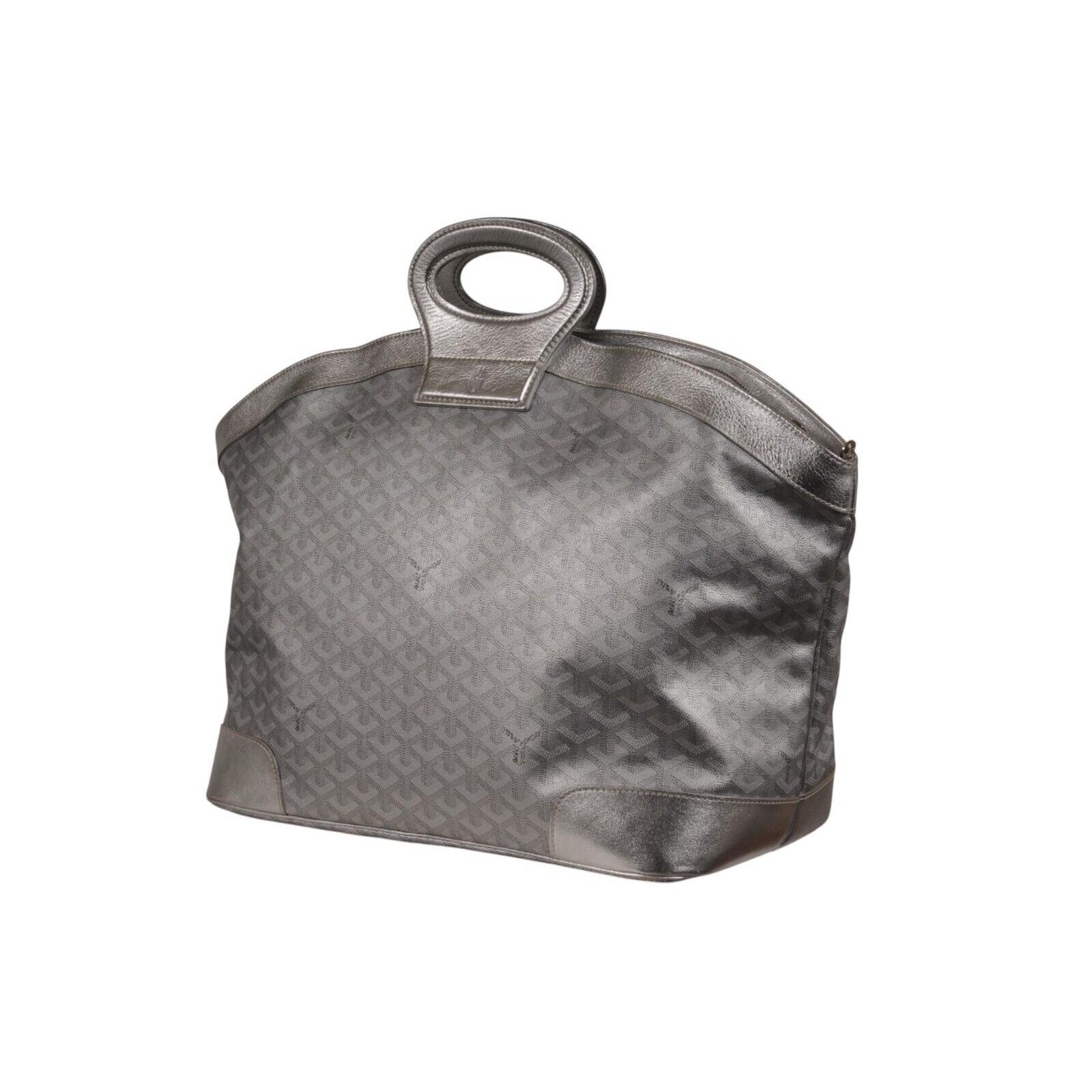 Goyard Beluga MM Tote Bag Silver Goyardine Leather Carry On Duffle Weekend Raare Unisexe en vente
