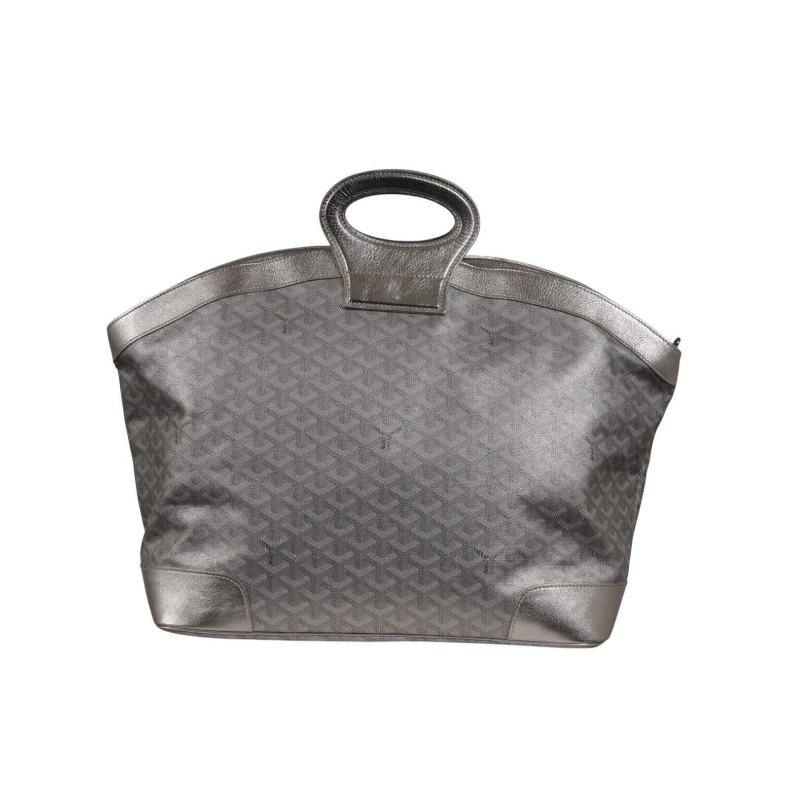 Goyard Beluga MM Tote Bag Silver Goyardine Leather Carry On Duffle Weekend Raare en vente 1