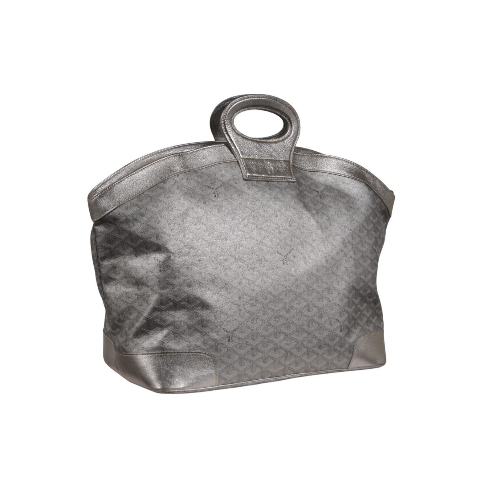 Goyard Beluga MM Tote Bag Silver Goyardine Leather Carry On Duffle Weekend Raare en vente 2