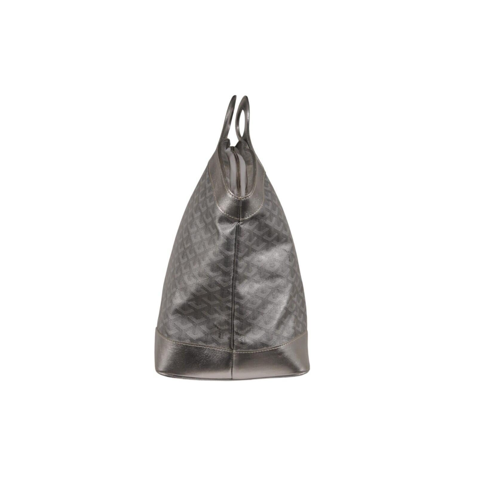 Goyard Beluga MM Tote Bag Silver Goyardine Leather Carry On Duffle Weekend Raare en vente 3