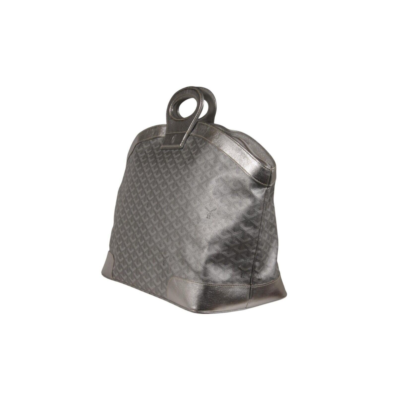 Goyard Beluga MM Tote Bag Silver Goyardine Leather Carry On Duffle Weekend Raare en vente 4