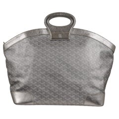 Goyard Beluga MM Tote Bag Silver Goyardine Leather Carry On Duffle Weekend Raare