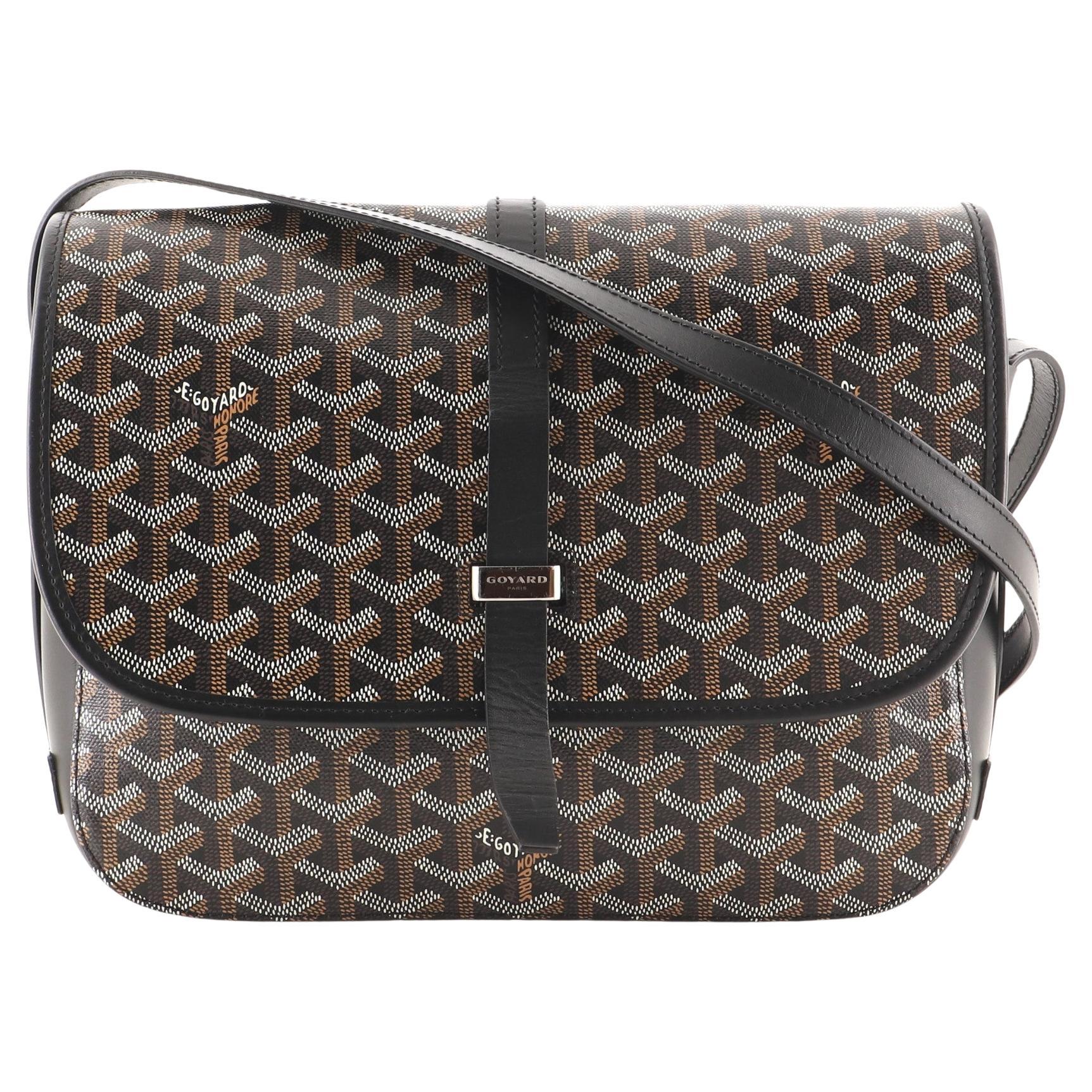 Goyard Monogram Black Cognac Leather Men's Women's Carryall Crossbody Bag For Sale at 1stDibs