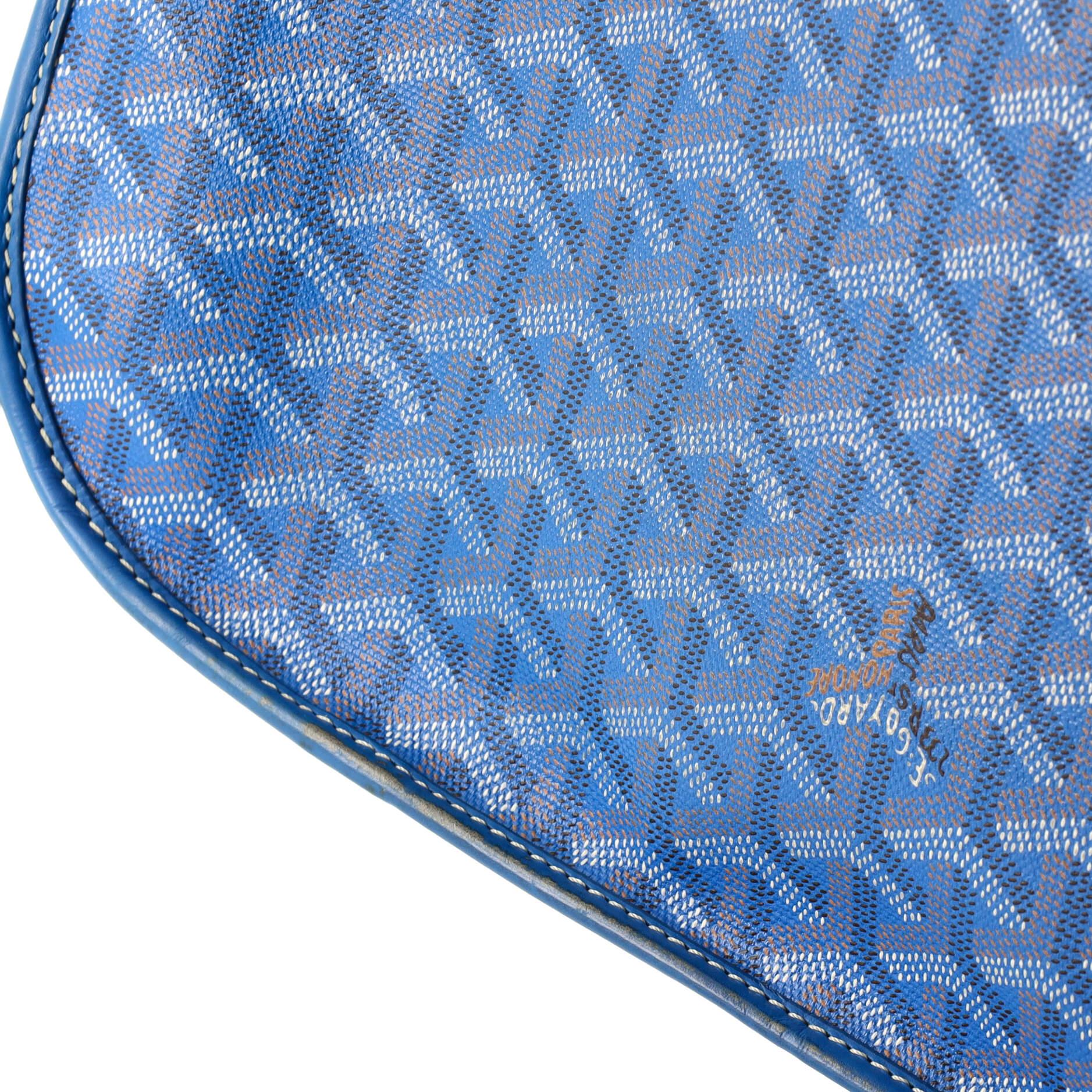 Bleu Sac messager Goyard Belvédère en toile enduite GM