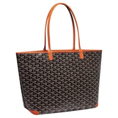 Goyard Black and Tan Goyardine Canvas & Chevroches Calfskin Artois MM Bag