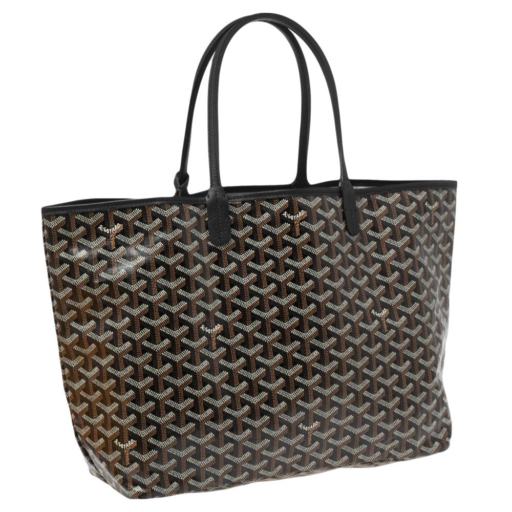 Women's Goyard Black/Brown Coated Canvas and Leather Saint Louis PM Tote