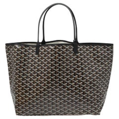 Goyard Schwarz/Braune Goyardine Tote aus beschichtetem Segeltuch und Leder Saint Louis GM