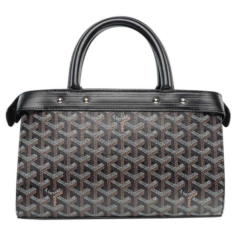 Goyard Tasche aus schwarzem Segeltuch und Kalbsleder Jersey PM mit Silberbeschlägen im Angebot