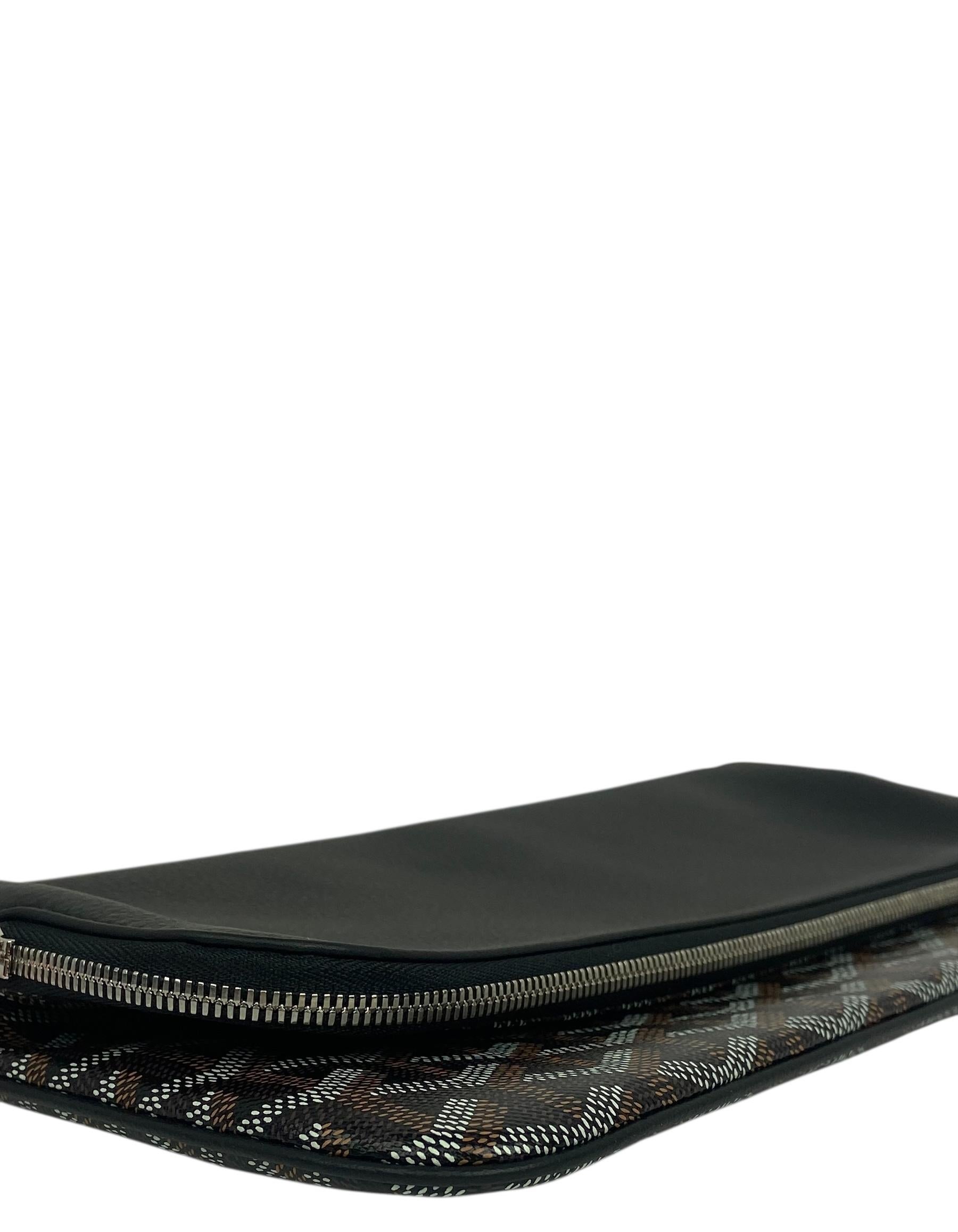 Donna Goyard Pochette morbida in tela e pelle nera Sainte Marie in vendita