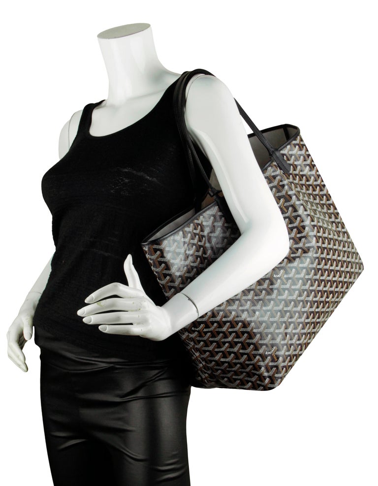 Goyard Black Canvas Goyardine Saint Louis GM Tote Bag w/ Insert For