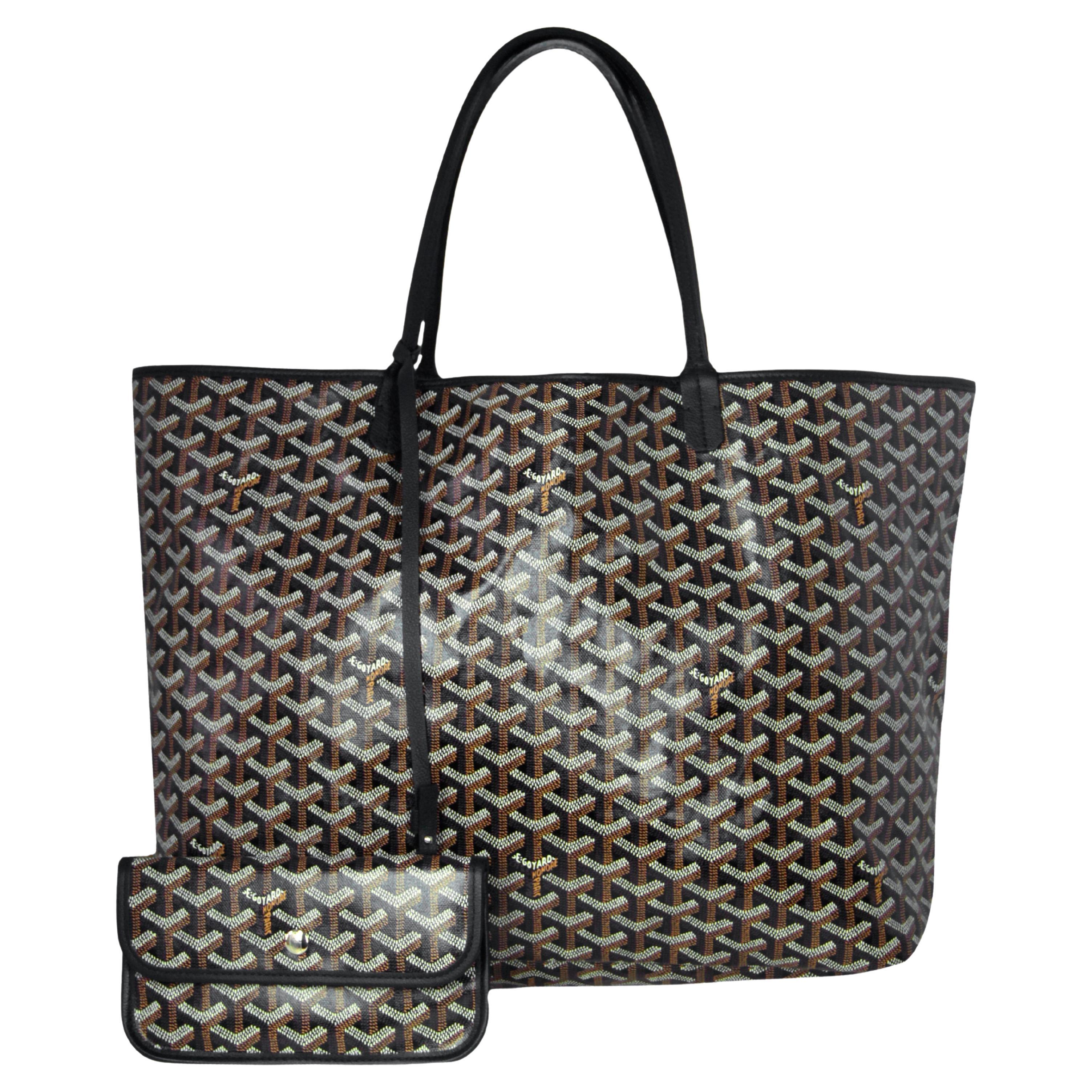 Goyard Black Canvas Goyardine Saint Louis GM Tote Bag w/ Insert