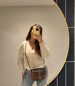 Goyard Black Chevron Coated Canvas & Brown Decize Taurillon Leather Belvédère PM