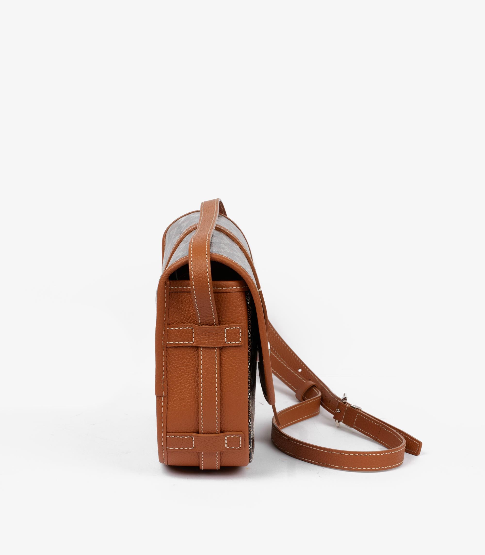 da uomo o donna Goyard Black Chevron Coated Canvas & Brown Decize Taurillon Leather Belvédère PM in vendita
