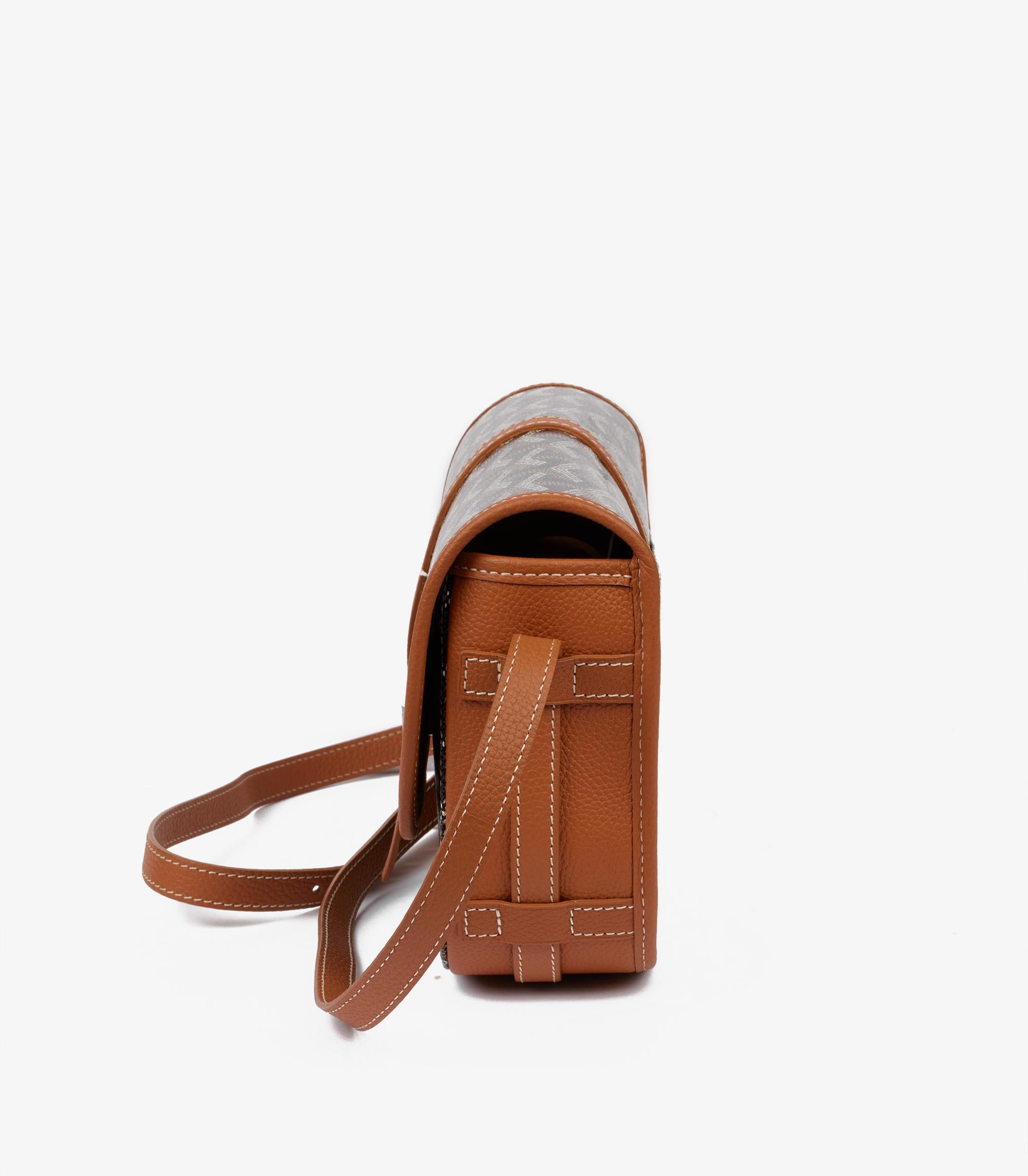 Goyard Black Chevron Coated Canvas & Brown Decize Taurillon Leather Belvédère PM 2