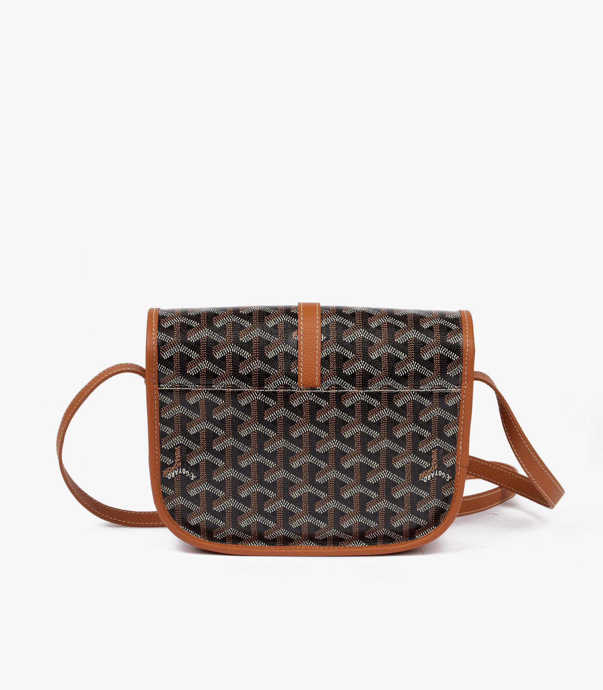 Goyard Black Chevron Coated Canvas & Brown Decize Taurillon Leather Belvédère PM 3
