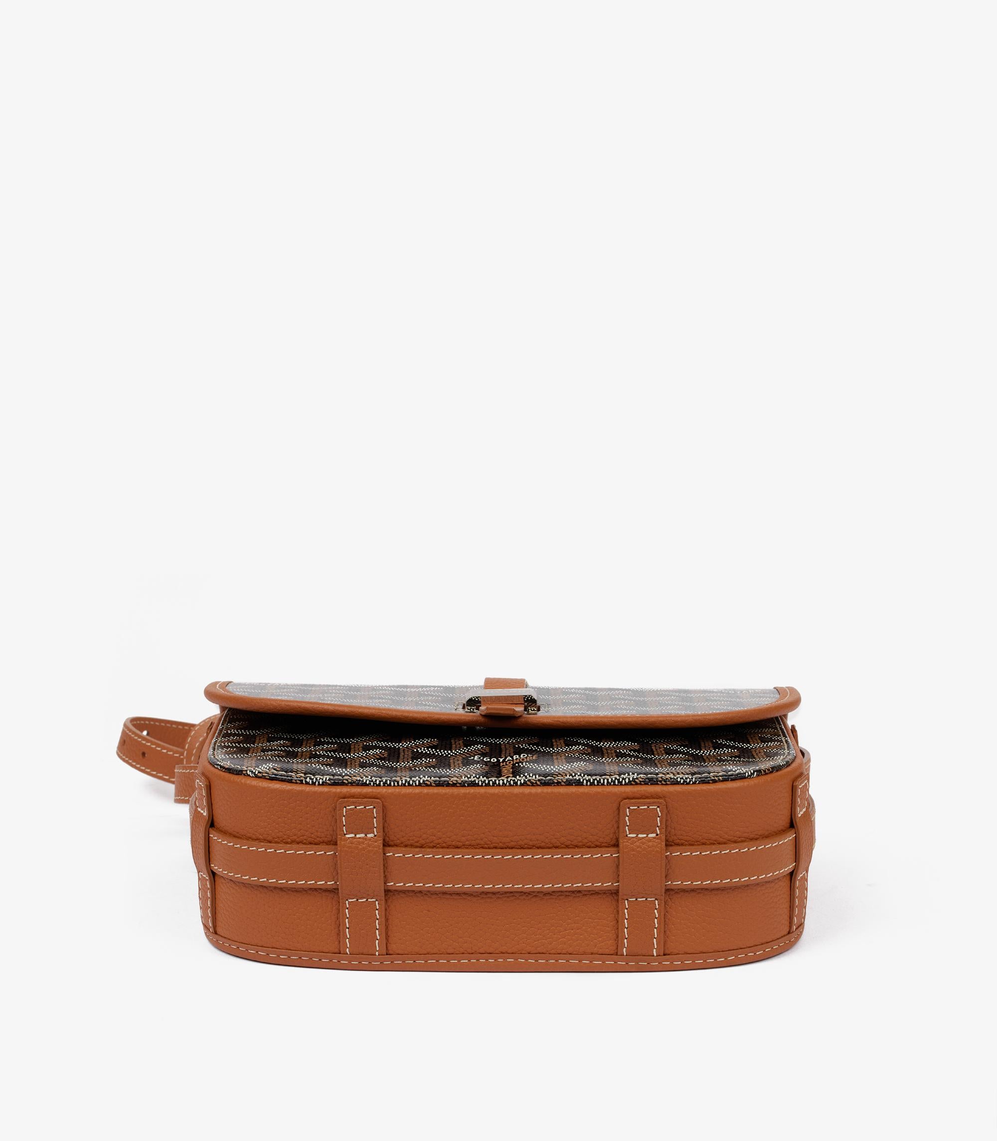 Goyard Black Chevron Coated Canvas & Brown Decize Taurillon Leather Belvédère PM 4