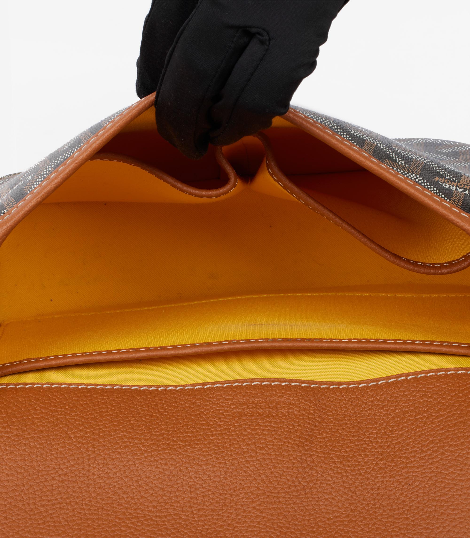 Goyard Black Chevron Coated Canvas & Brown Decize Taurillon Leather Belvédère PM 5
