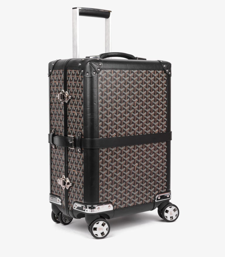 Goyard Rare Rolling Suitcase Luggage With Steamer Trunk Details
