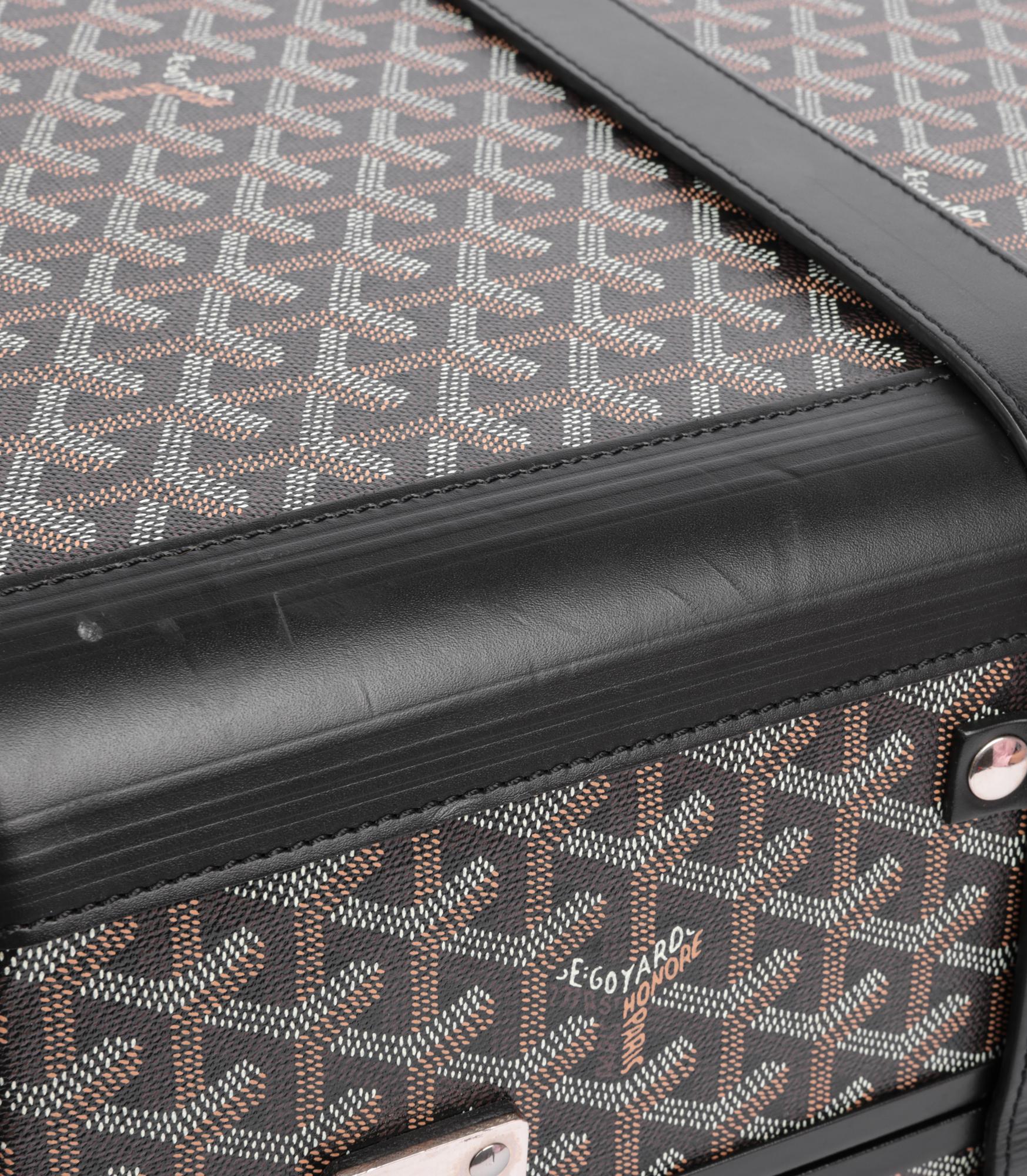 Goyard Black Chevron Coated Canvas & Calfskin Leather Bourget PM 2