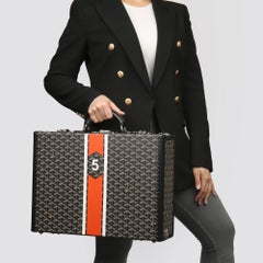 Goyard Black Chevron Coated Canvas Special Order Mallettie Manoir Briefcase
