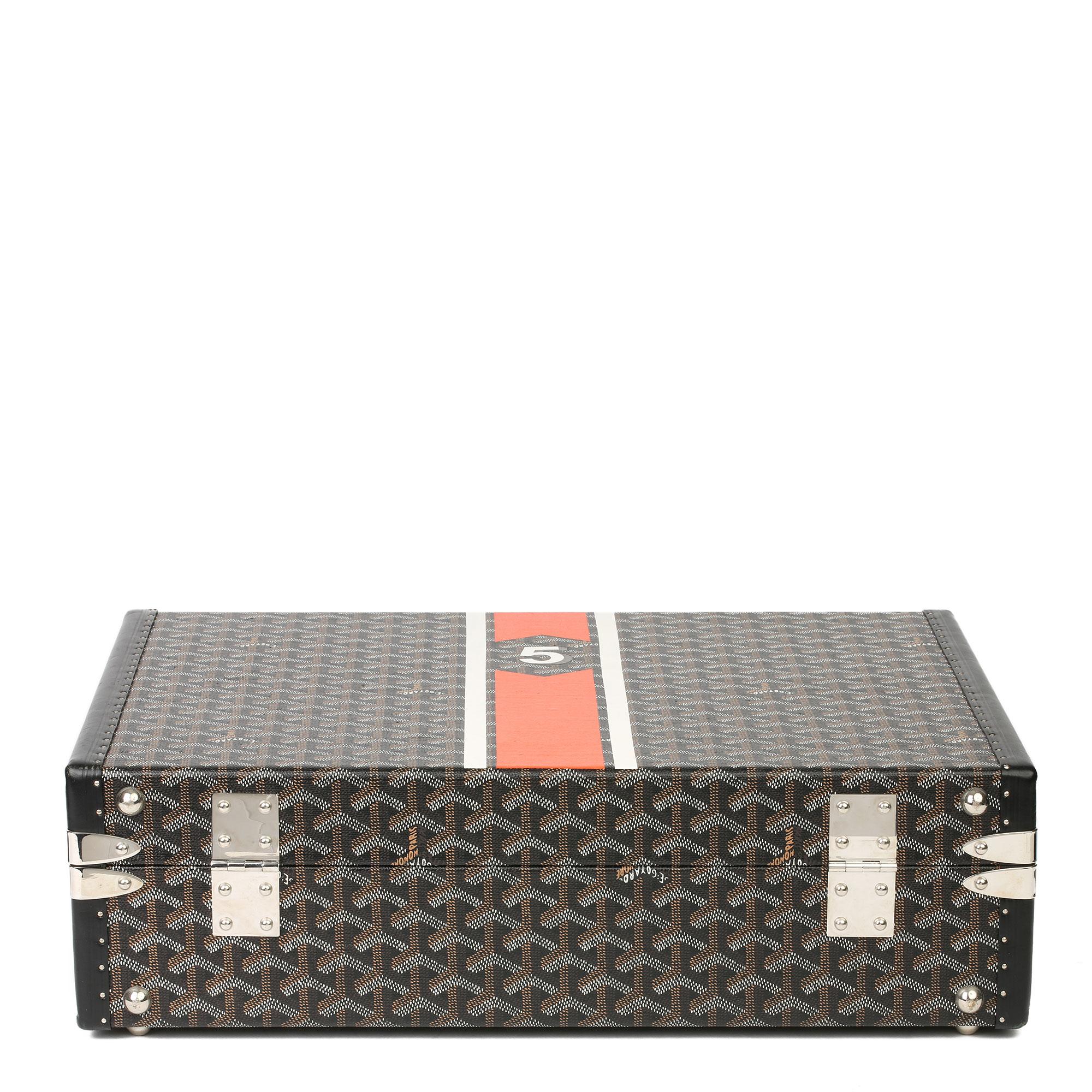 Goyard Black Chevron Coated Canvas Special Order Mallettie Manoir Briefcase In Excellent Condition In Bishop's Stortford, Hertfordshire