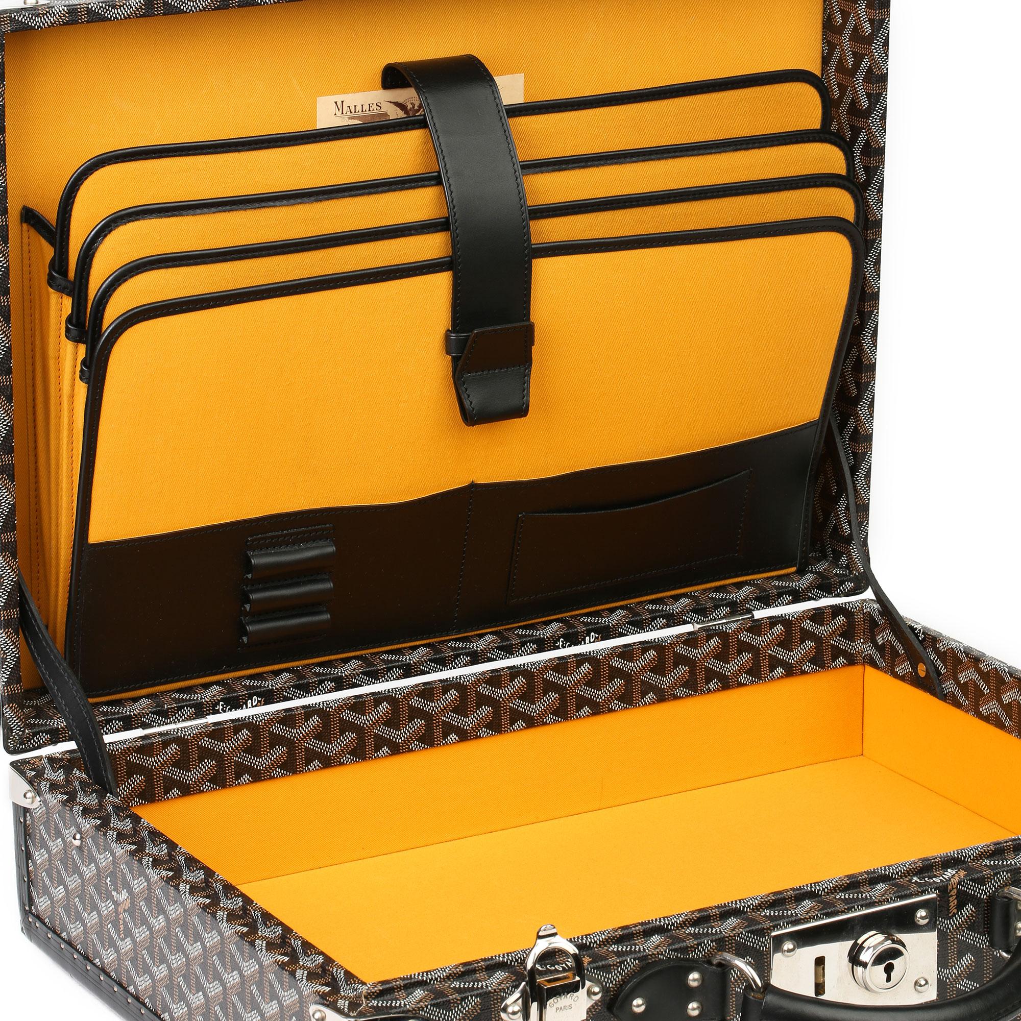 Goyard Black Chevron Coated Canvas Special Order Mallettie Manoir Briefcase 2