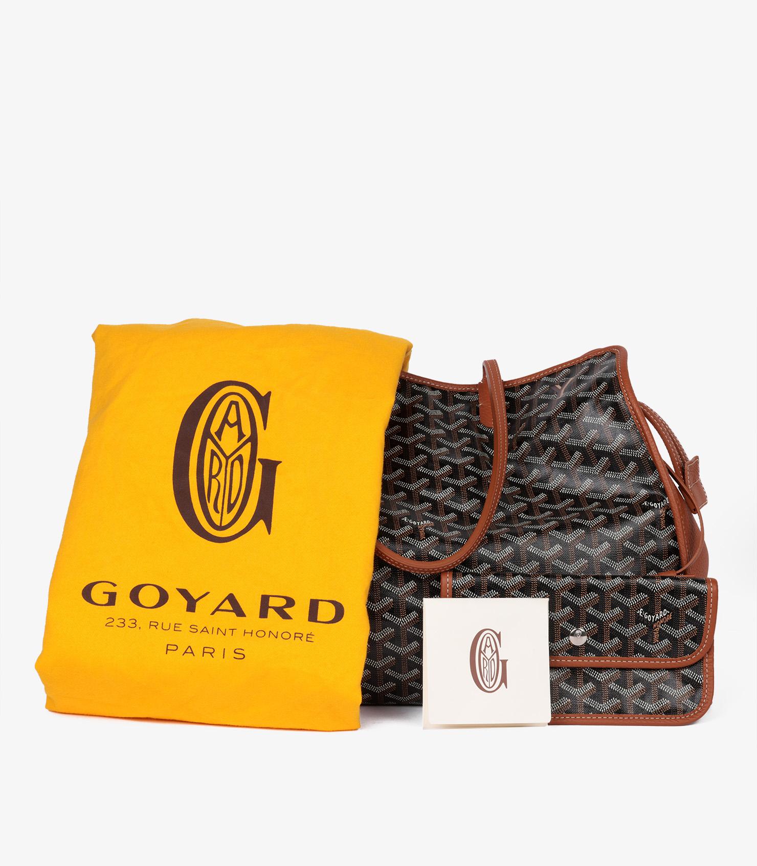 Goyard Black Chevron Coated Canvas & Tan Decize Taurillon Leather Hardy PM 6