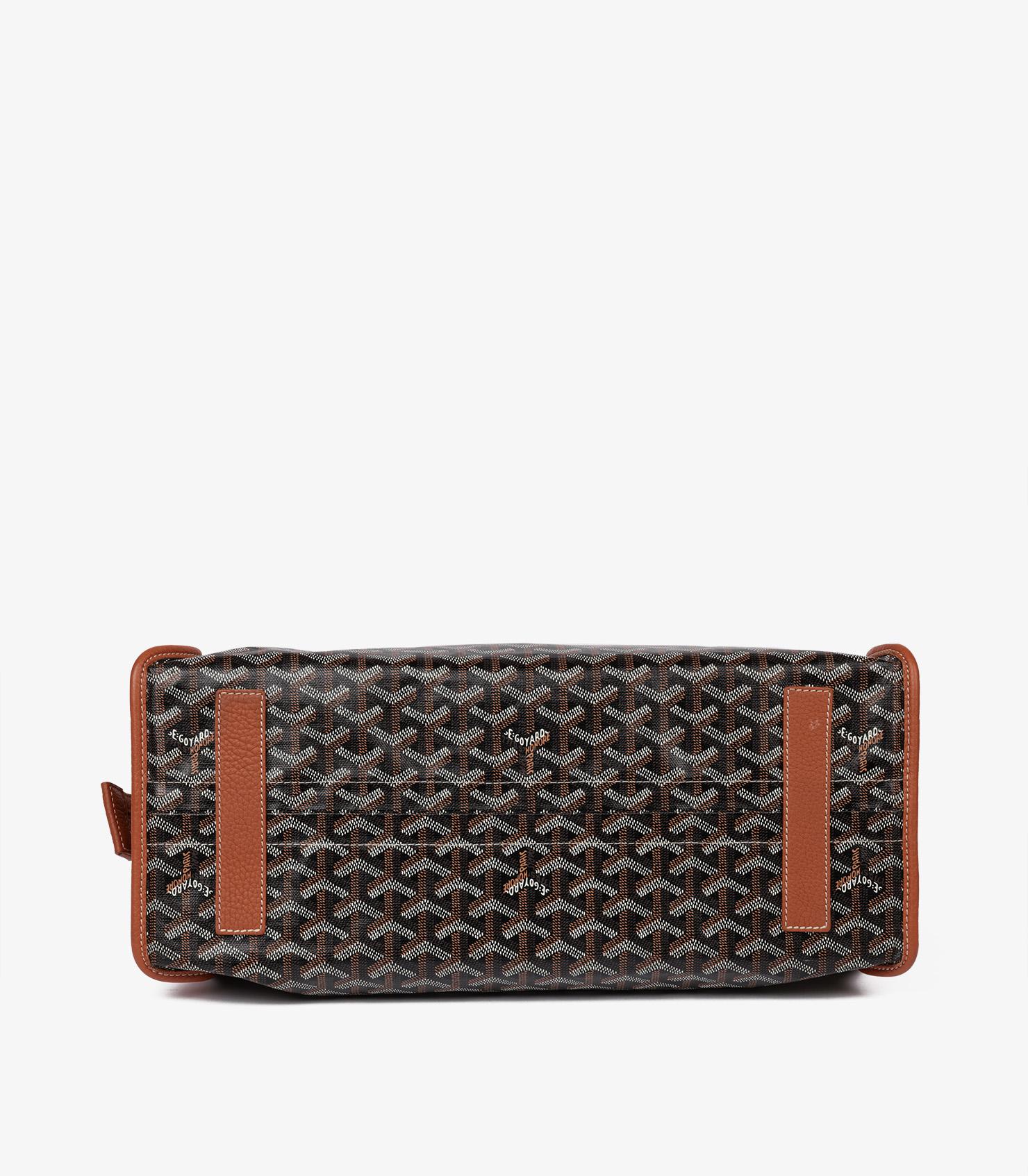 Goyard Black Chevron Coated Canvas & Tan Decize Taurillon Leather Hardy PM 2