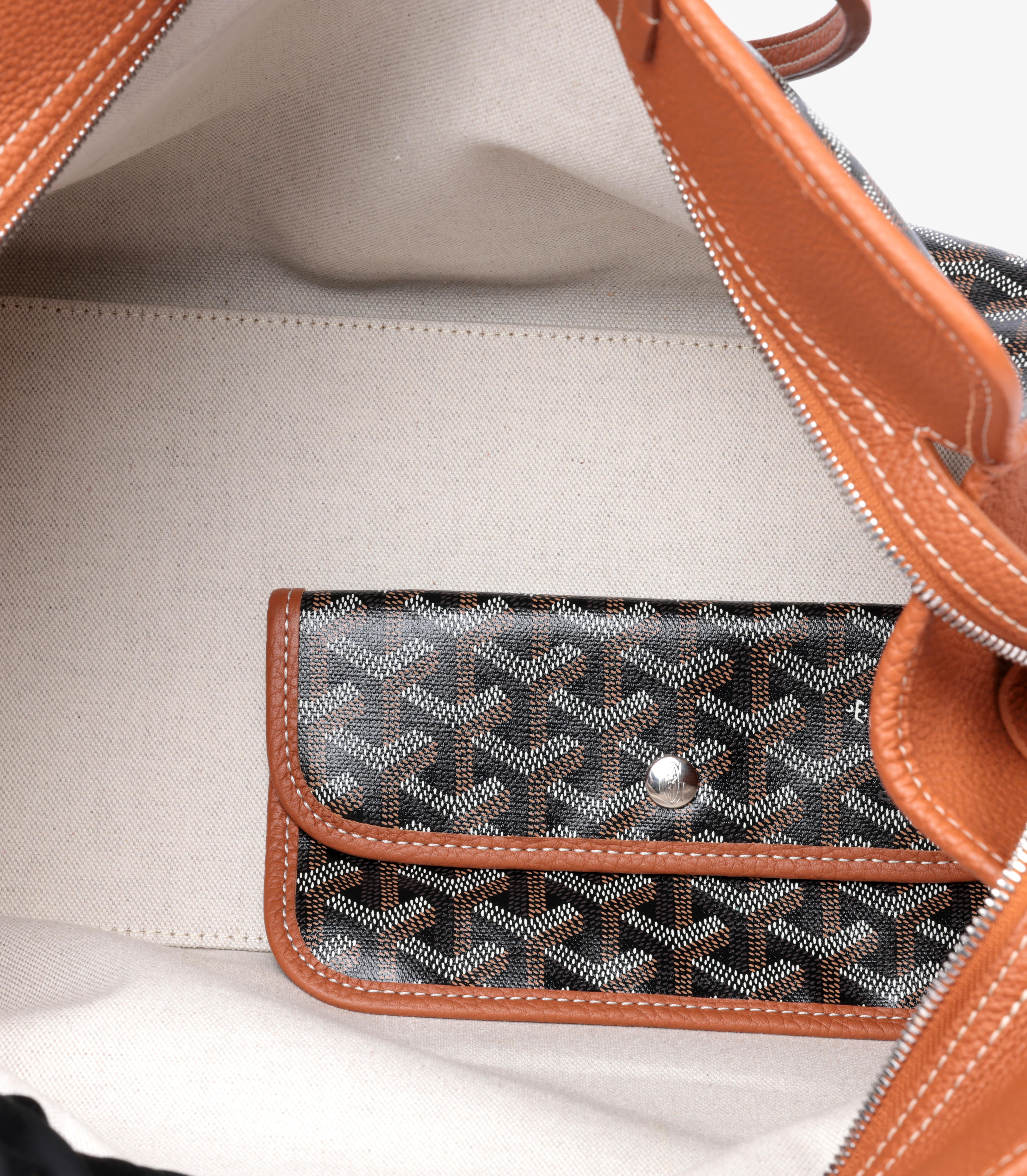 Goyard Black Chevron Coated Canvas & Tan Decize Taurillon Leather Hardy PM 5