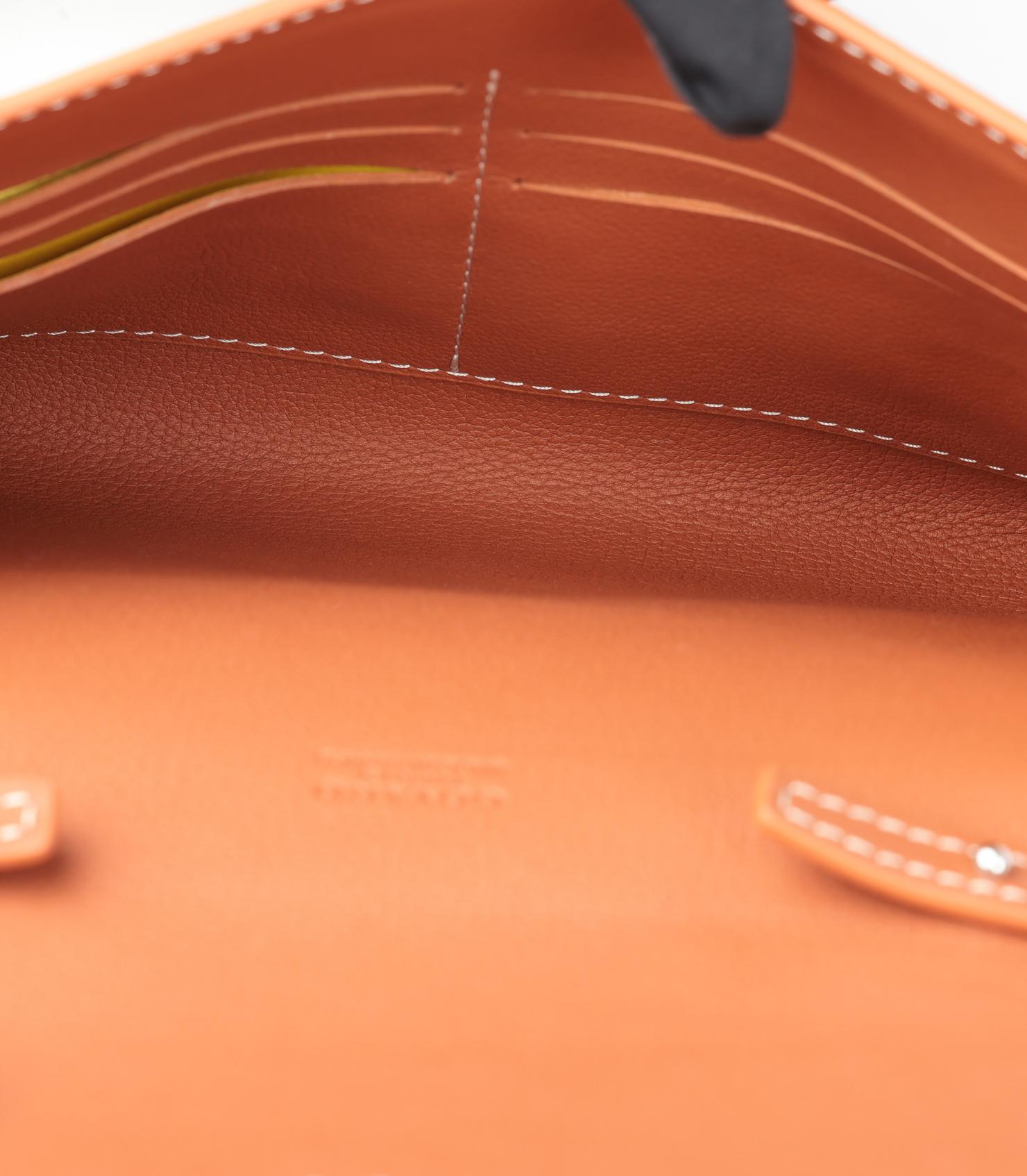 Goyard Black Chevron Goyardine Coated Canvas & Tan Chevroches Calfskin Chypre Wa en vente 5