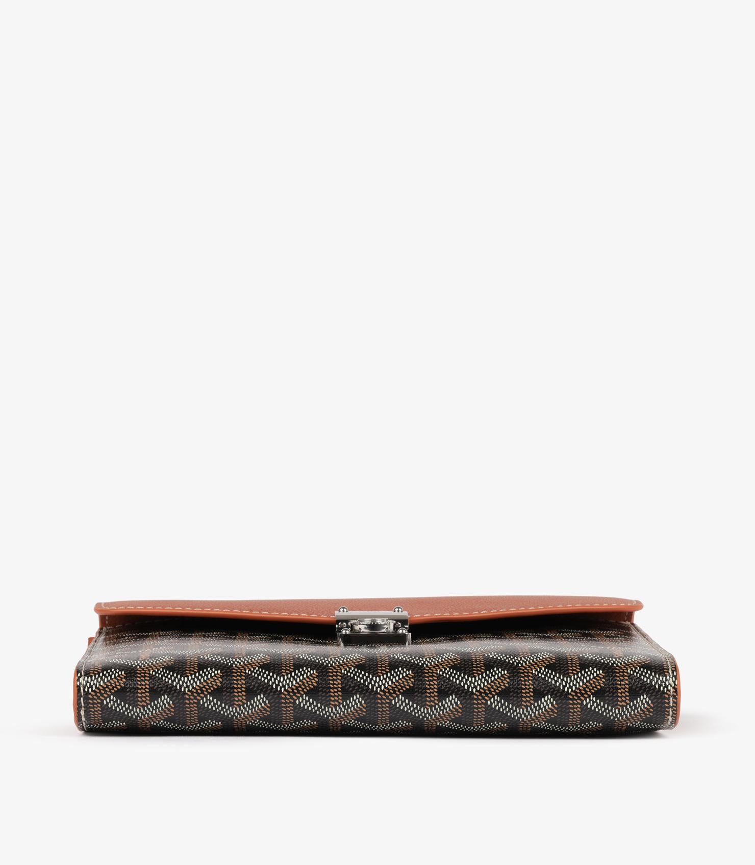 Goyard Black Chevron Goyardine Coated Canvas & Tan Chevroches Calfskin Chypre Wa en vente 1