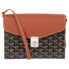 Goyard Black Chevron Goyardine Coated Canvas & Tan Chevroches Calfskin Chypre Wa