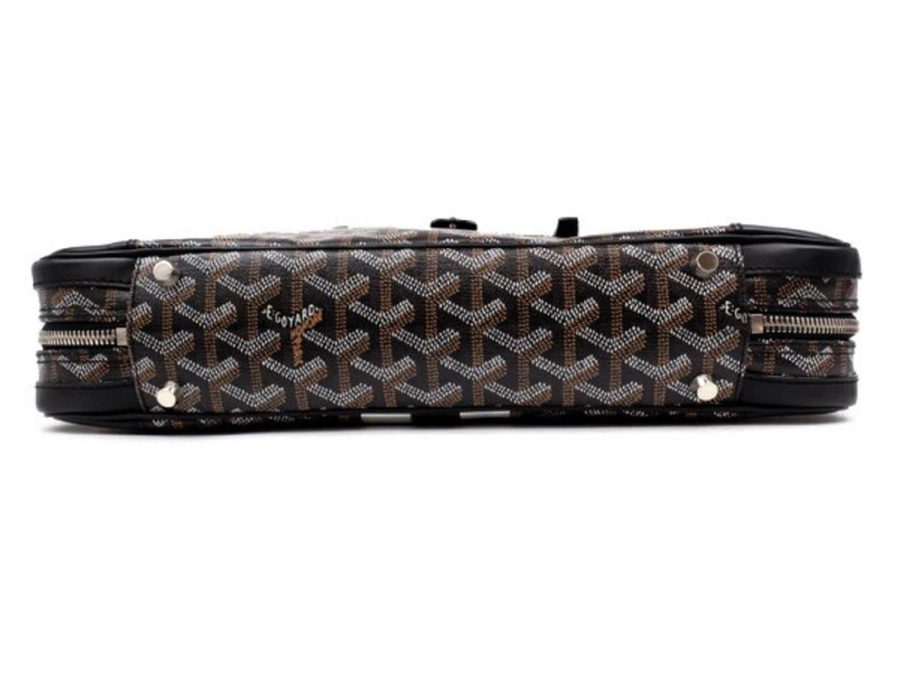 Goyard Black Chevron Goyardine Diplomat Briefcase Attache Bag 857928 For Sale 5