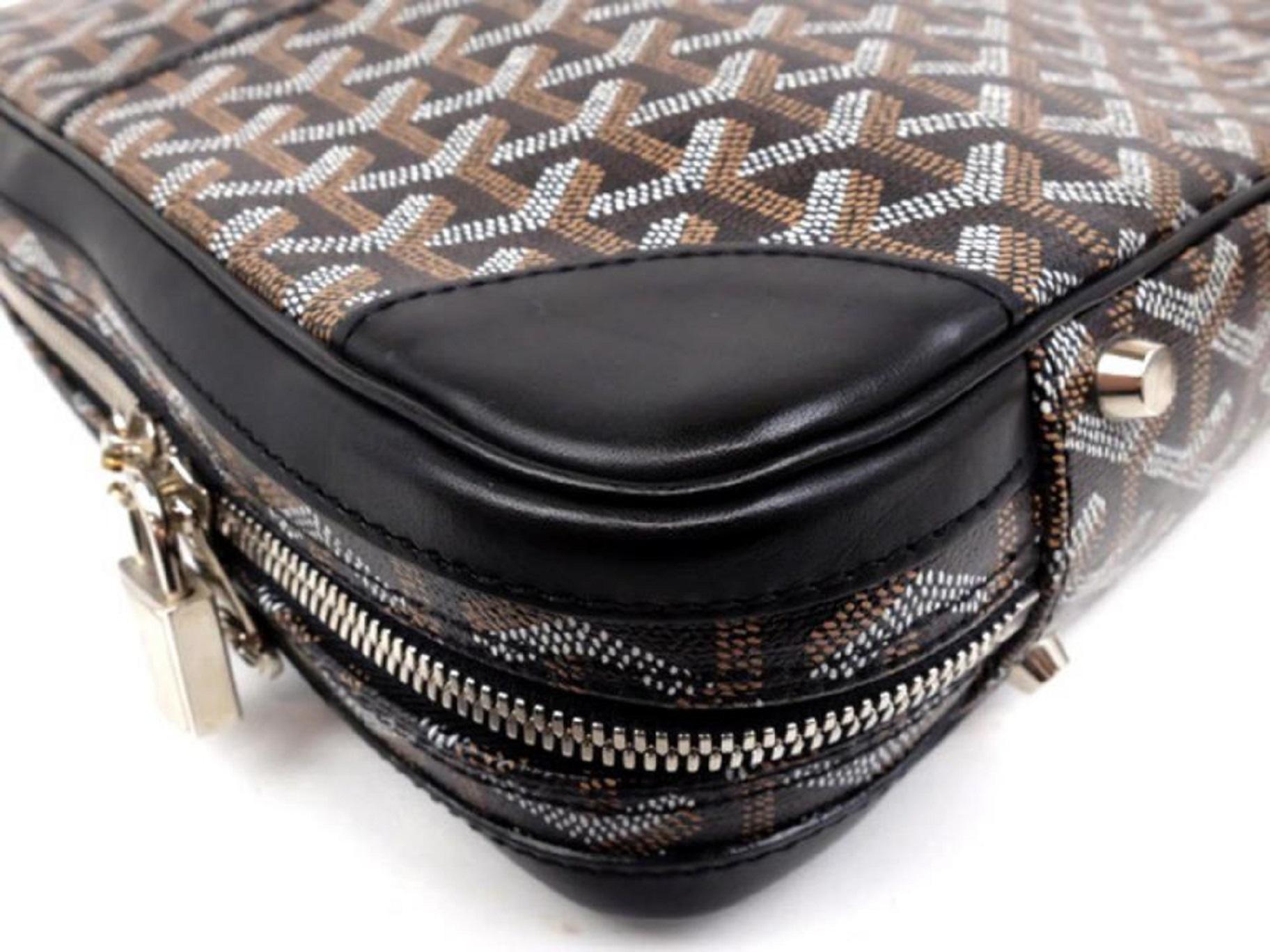 Women's Goyard Black Chevron Goyardine Diplomat Briefcase Attache Bag 857928 For Sale