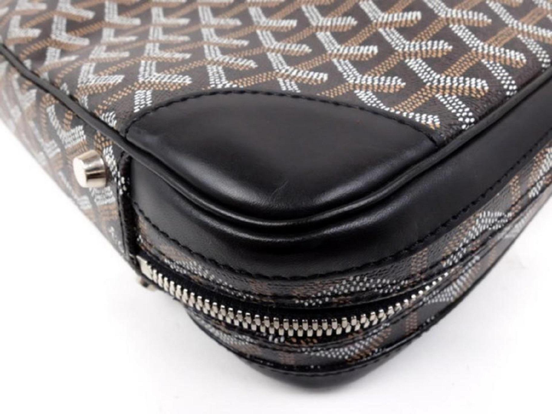 Goyard Black Chevron Goyardine Diplomat Briefcase Attache Bag 857928 For Sale 1
