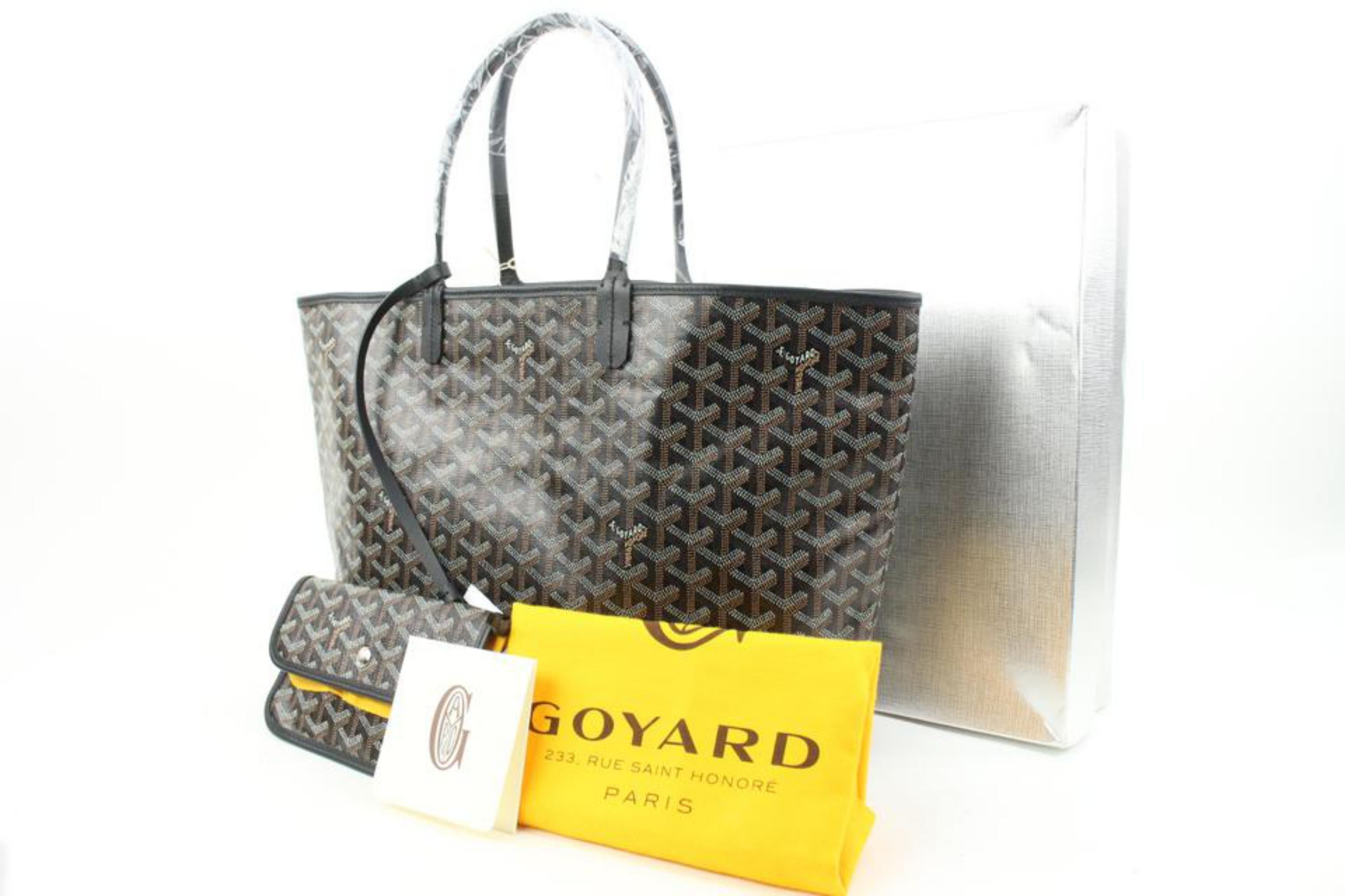 Goyard Black Chevron St Louis PM Tote Bag with Pouch 25gy131s
Date Code/Serial Number: ADM 120201
Made In: France
Measurements: Length:  18.5