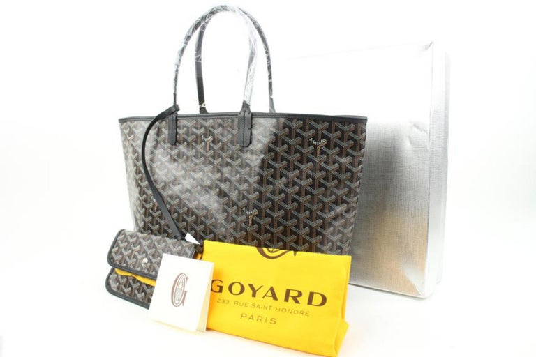 Goyard Black Chevron St Louis PM Tote Bag with Pouch 1223gy50