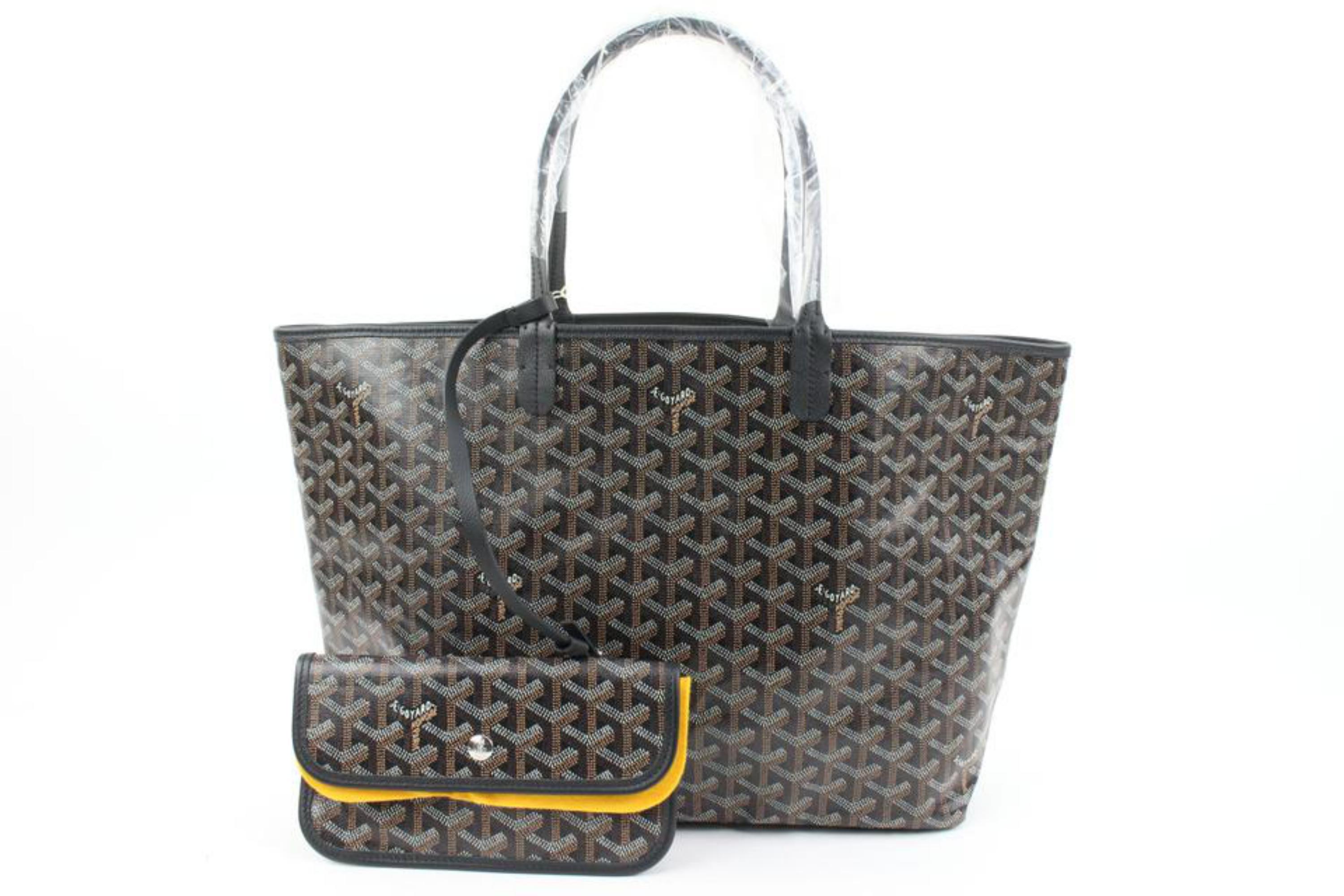 Goyard Black Chevron St Louis PM Tote Bag with Pouch 25gy131s In New Condition In Dix hills, NY